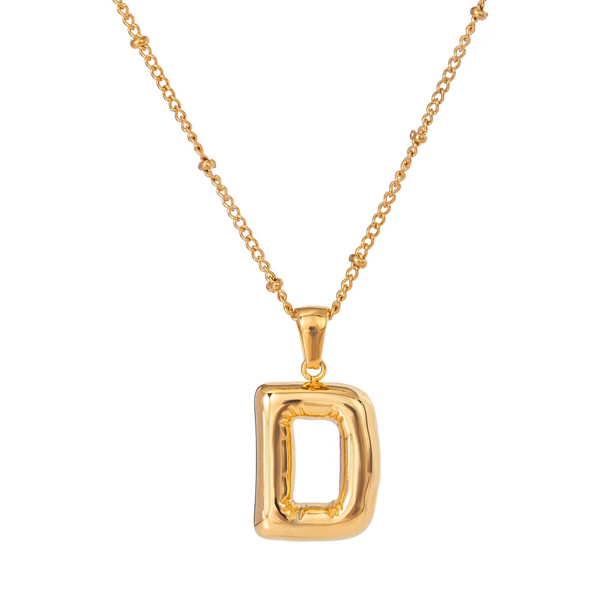 Gold color / 1 Piece Simple Casual Style Letter D Shape Stainless Steel 18K Gold Plated Women's Pendant Necklace Picture13